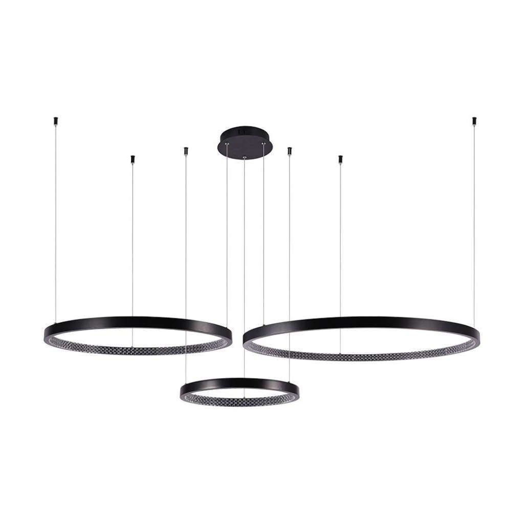 Anteprima Lampadario LED a Sospensione 3 Cerchi 57W Nero 4000K 6840lm V-TAC