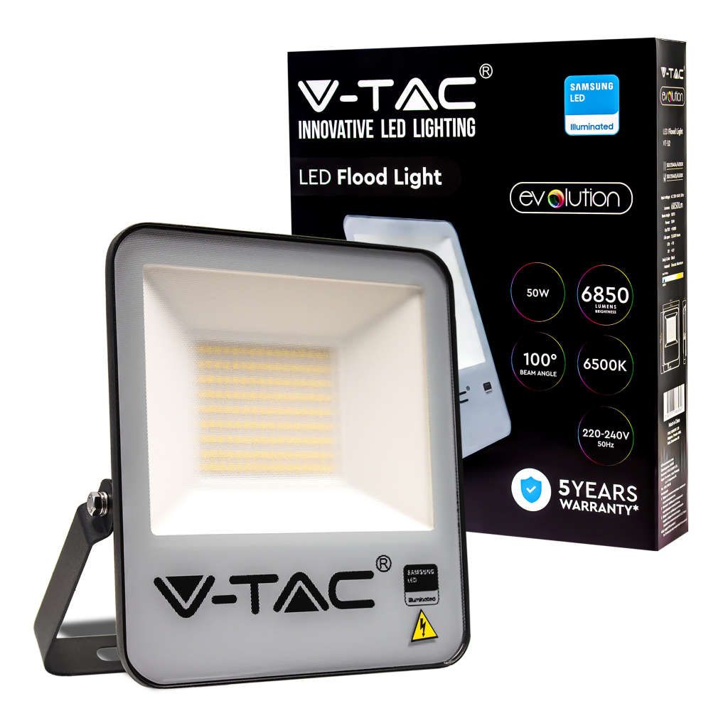 Anteprima Faro LED SMD Samsung 50W 6500K Nero V-TAC