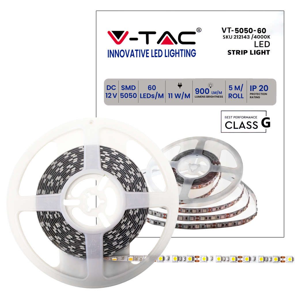 Anteprima Strip LED SMD5050 5m 11W/m 4000K V-TAC