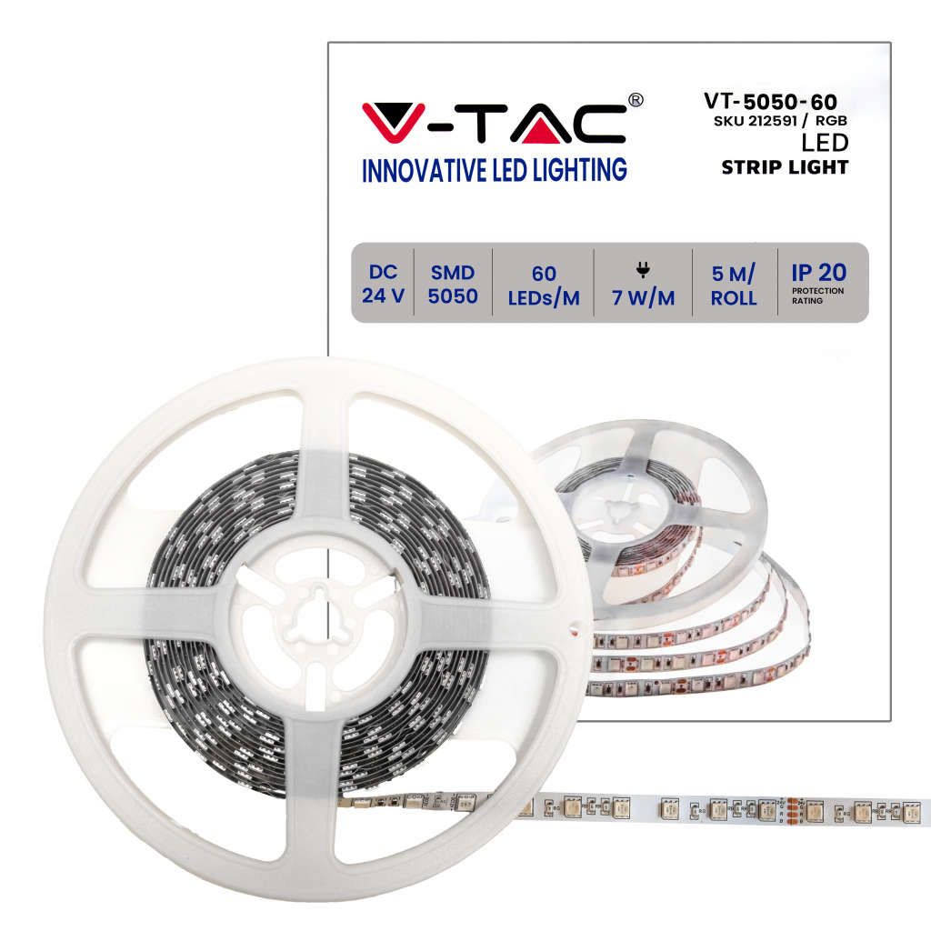 Anteprima Strip LED V-TAC SMD5050 5 m 7 W/m RGB 24V IP20
