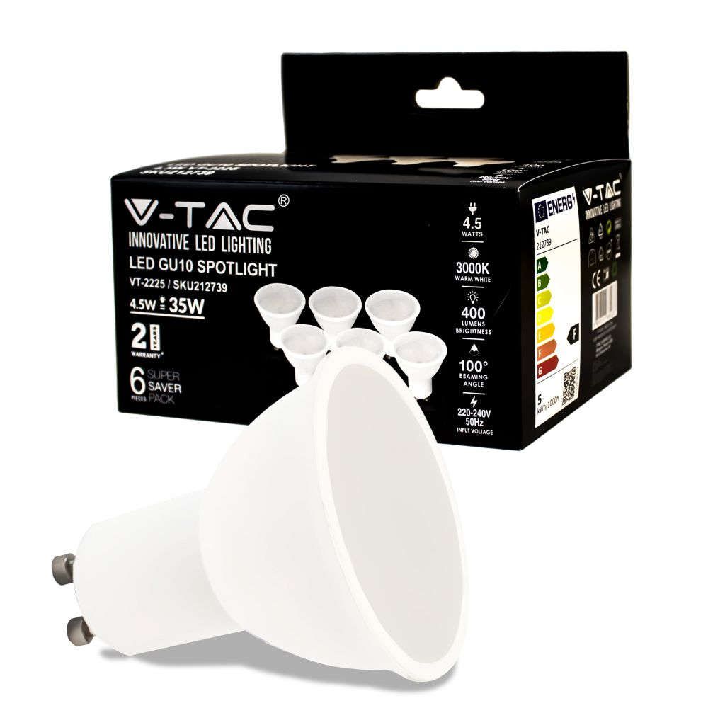 Anteprima Box 6 Faretti LED GU10 4,5W 3000K V-TAC