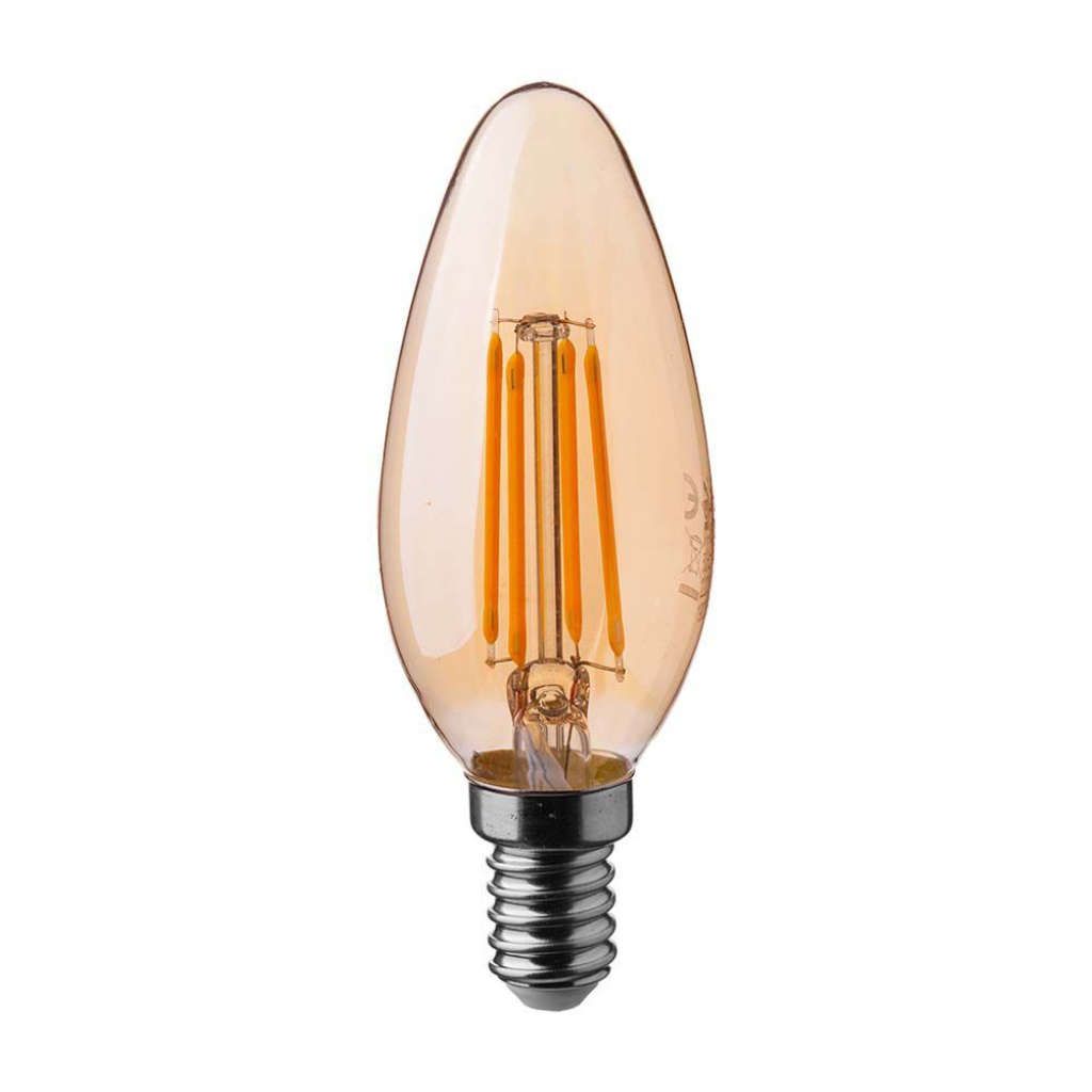 Anteprima Lampadina LED E14 4W Candela Filamento Ambrato 2200K V-TAC