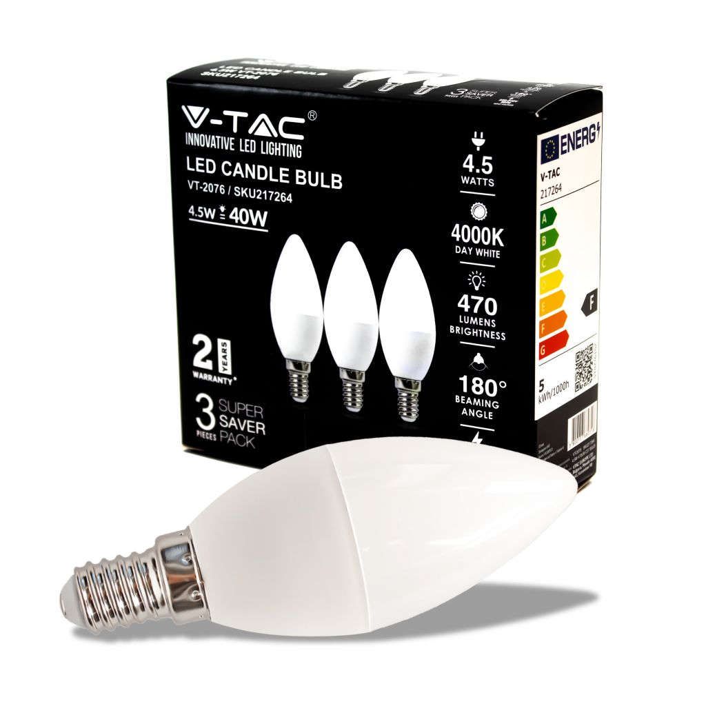 Anteprima Box 3 Lampadine LED E14 4,5W 4000K V-TAC