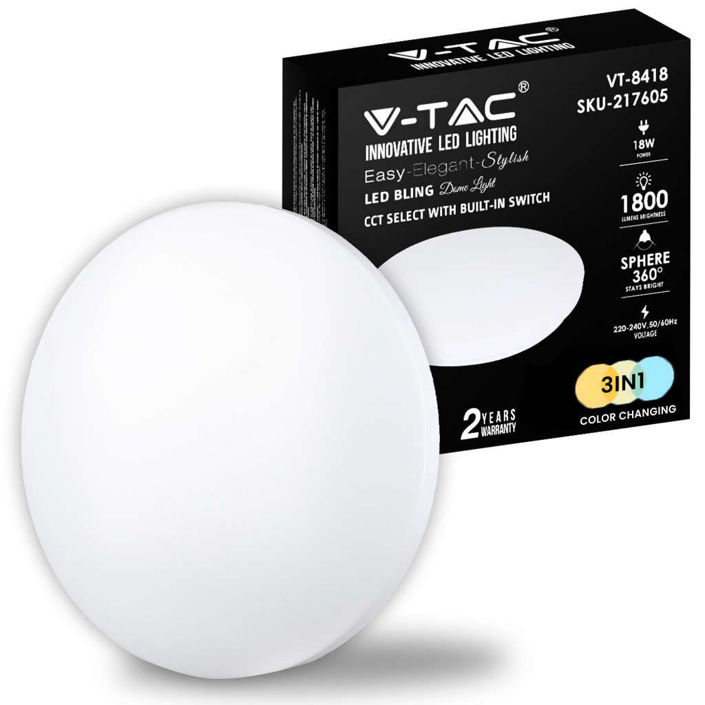Anteprima Plafoniera LED rotonda 18W CCT satinata V-TAC