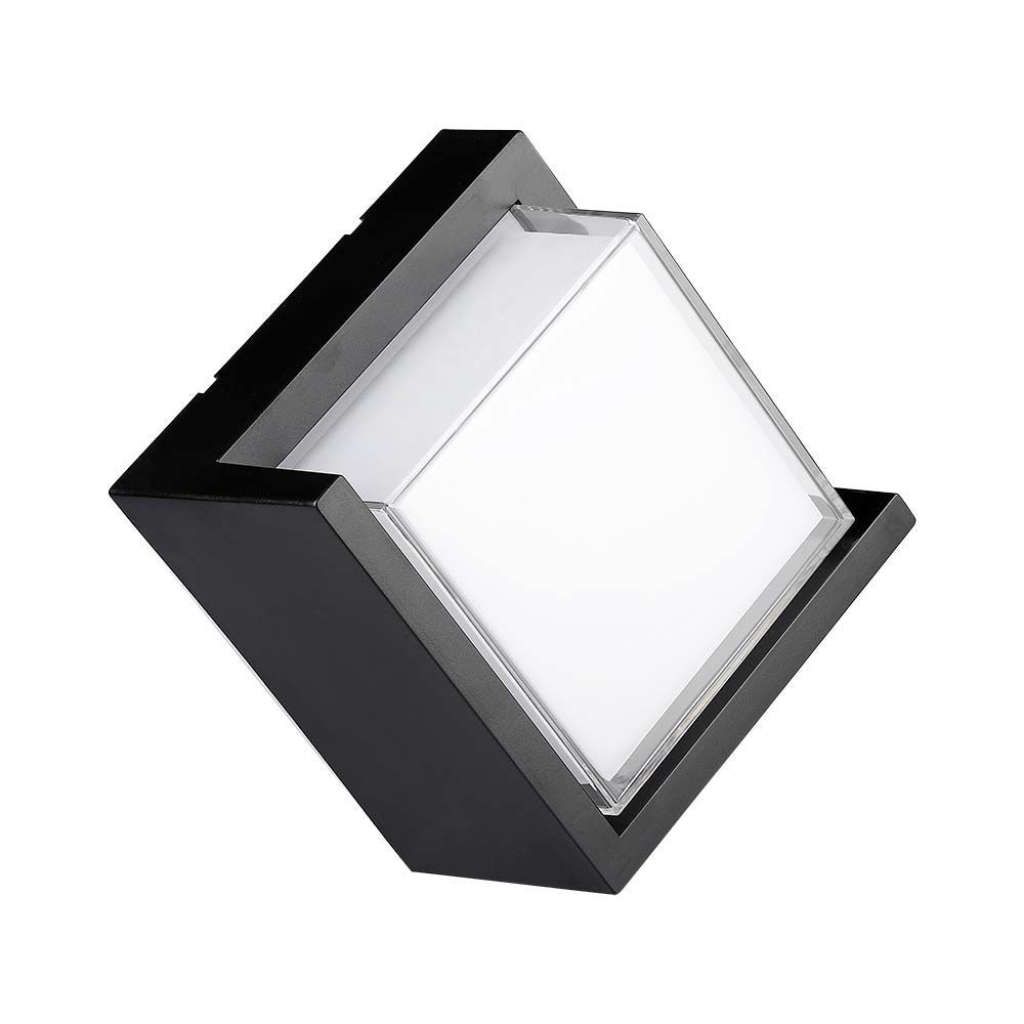 Anteprima Applique LED da Esterno 12W Quadrata Nera con Diffusore Semicoperto 4000K IP65V-TAC
