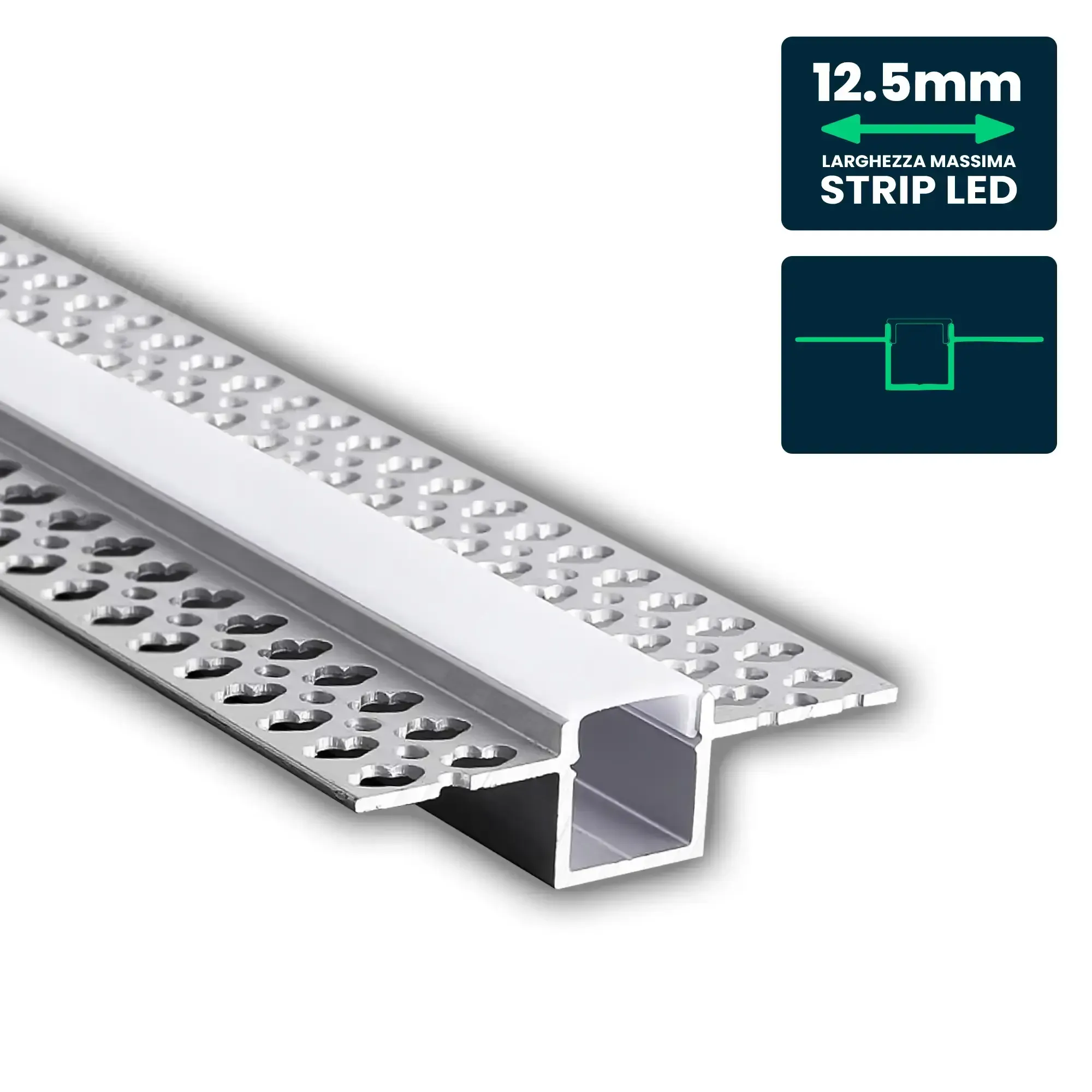 Anteprima Profilo Lineare da Incasso a Scomparsa per Cartongesso e Strip LED 2m V-TAC