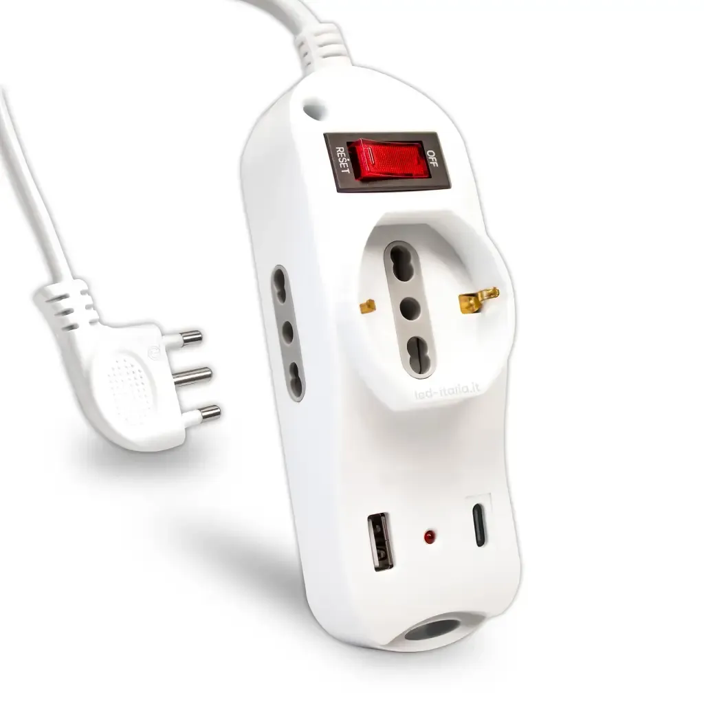 Anteprima Multipresa 3 prese USB cavo 1,5m bianca V-TAC