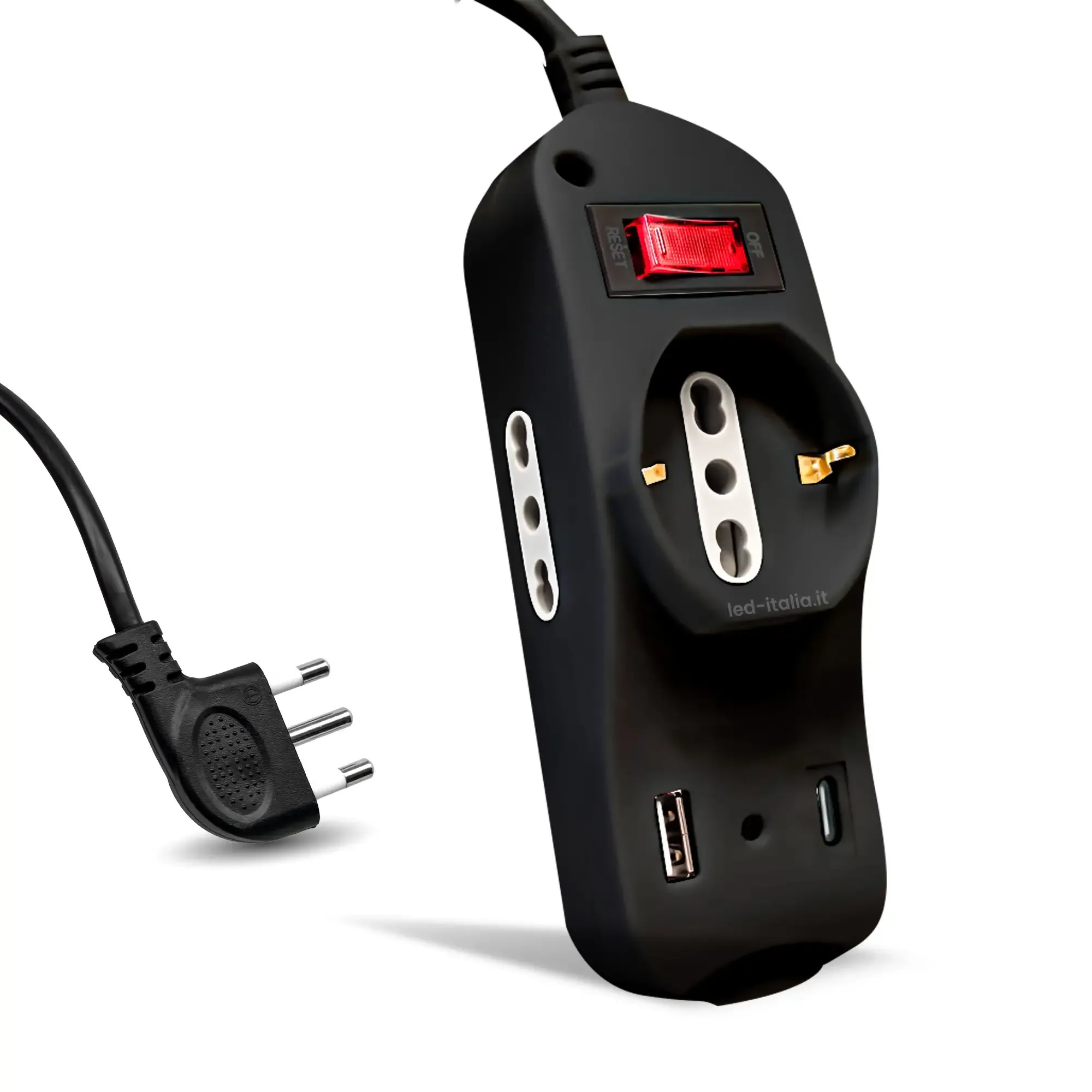 Anteprima Multipresa 3 prese USB cavo 1,5m nera V-TAC