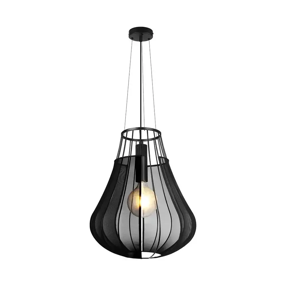 Anteprima Lampadario a Sospensione E27 Nero con Paralume Cilindrico in Metallo V-TAC