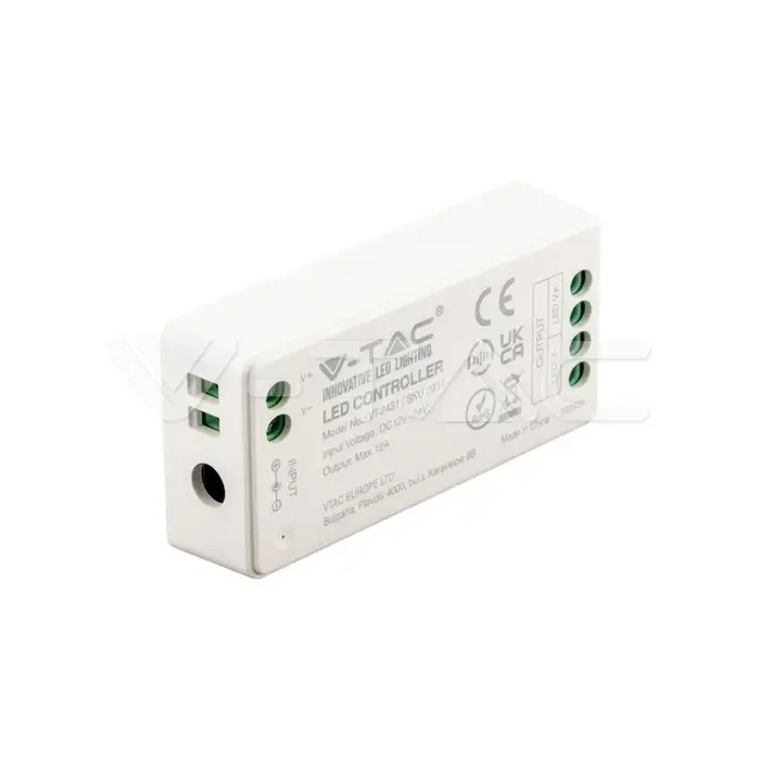 Anteprima Controller Dimmer RF 2,4GHz per Strip LED Monocolore 12-24V 12A Compatto V-TAC