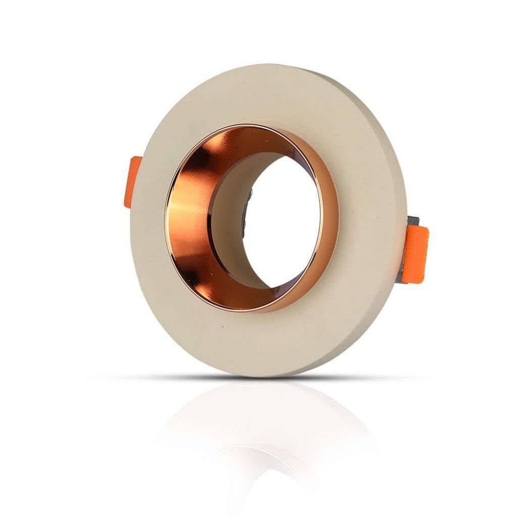 Anteprima Portafaretto Rotondo da Incasso GU10 in Gesso Oro Rosa Ø100mm V-TAC