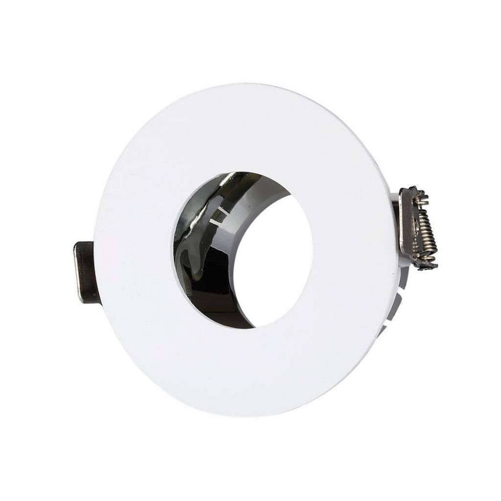 Anteprima Portafaretto Rotondo da Incasso GU10 Bianco-Cromato in Alluminio Ø80mm V-TAC