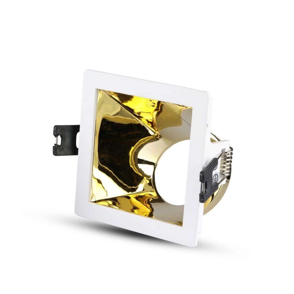 Anteprima Portafaretto Quadrato GU10 con Supporto Inclinato Bianco-Oro 85x85mm V-TAC
