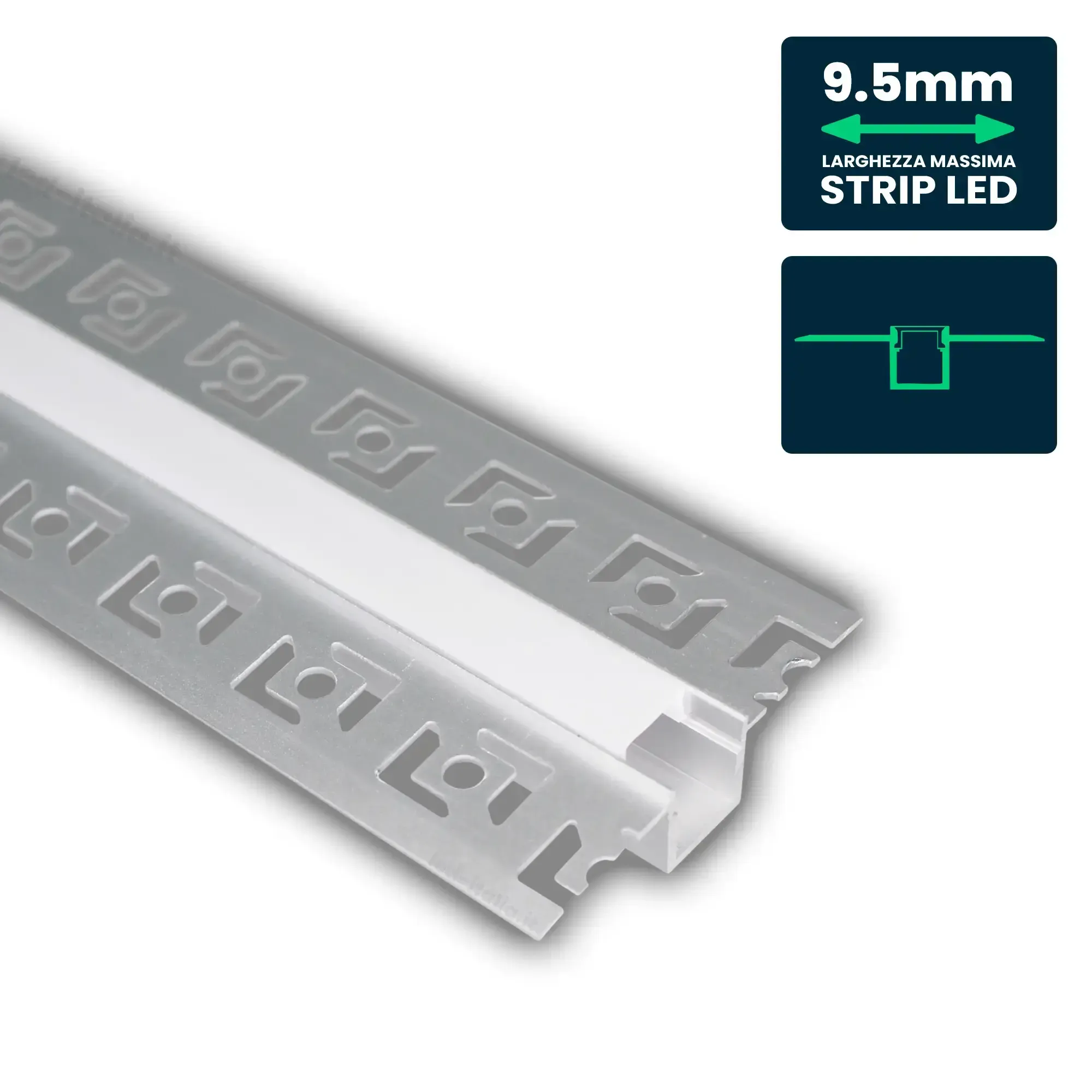 Anteprima Profilo Lineare da Incasso per Cartongesso e Strip LED in Alluminio 2m V-TAC