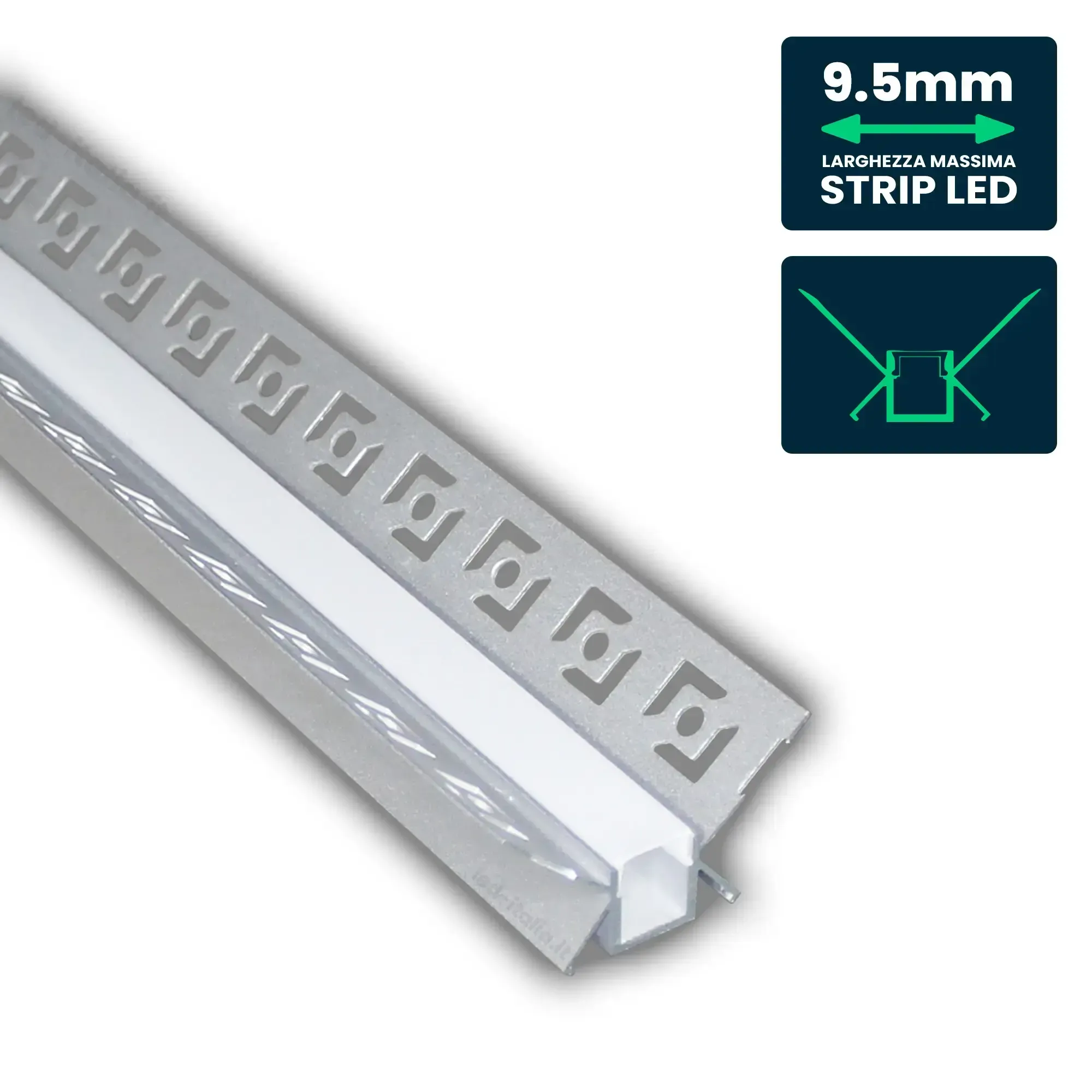 Anteprima Profilo Angolare Esterno da Incasso per Cartongesso e Strip LED 2m V-TAC