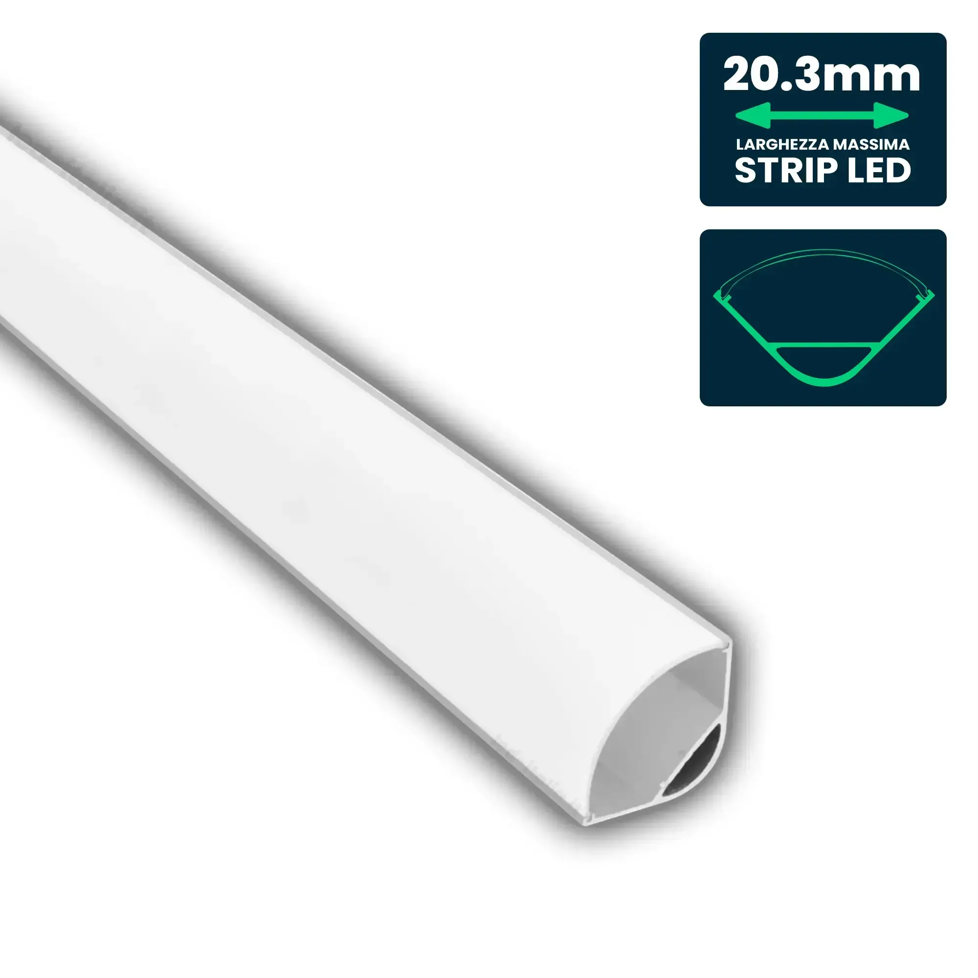 Anteprima Profilo angolare tondo strip LED 20.3mm V-TAC