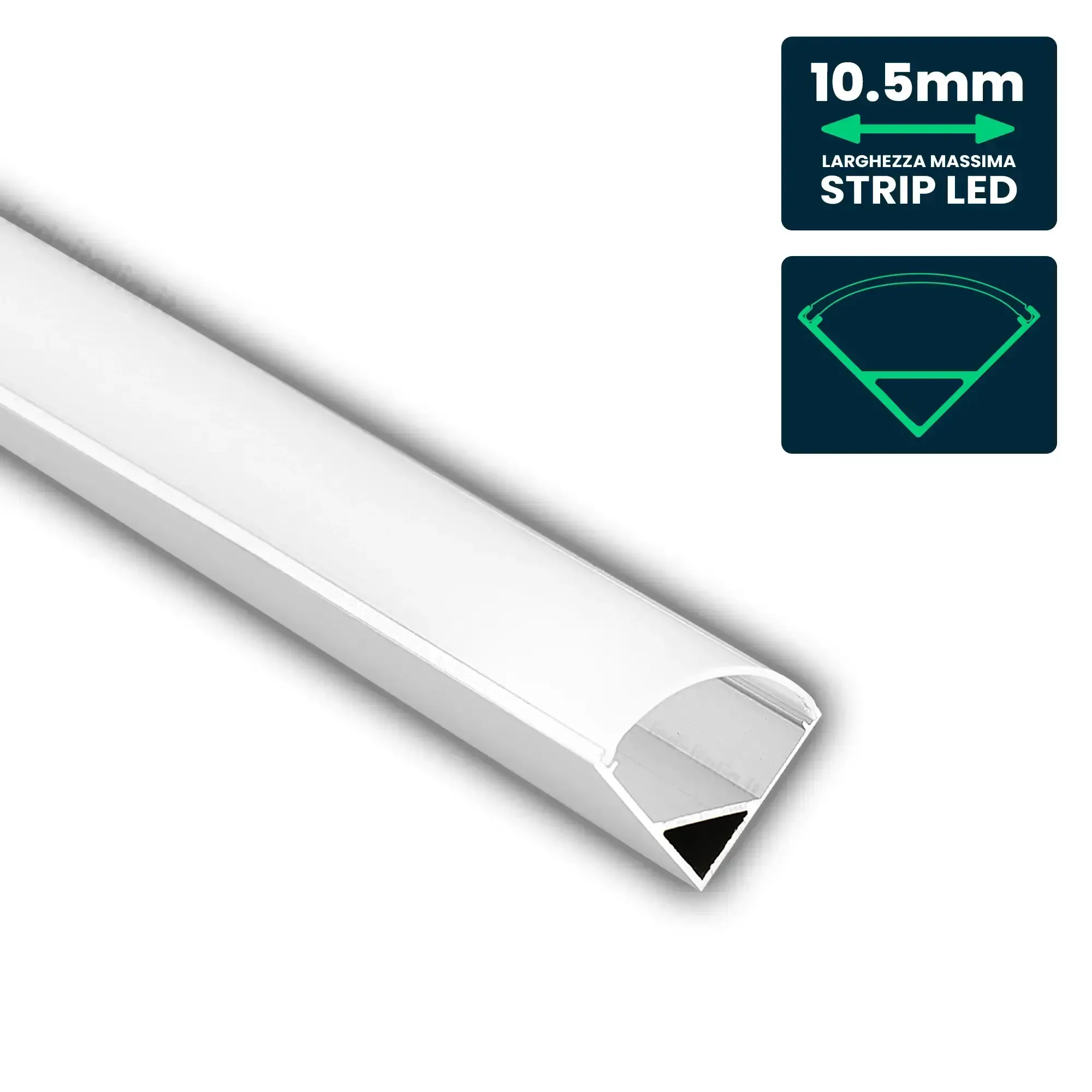 Anteprima Profilo Angolare 45° per Strip LED fino a 10,5mm in Alluminio Argento 2m V-TAC