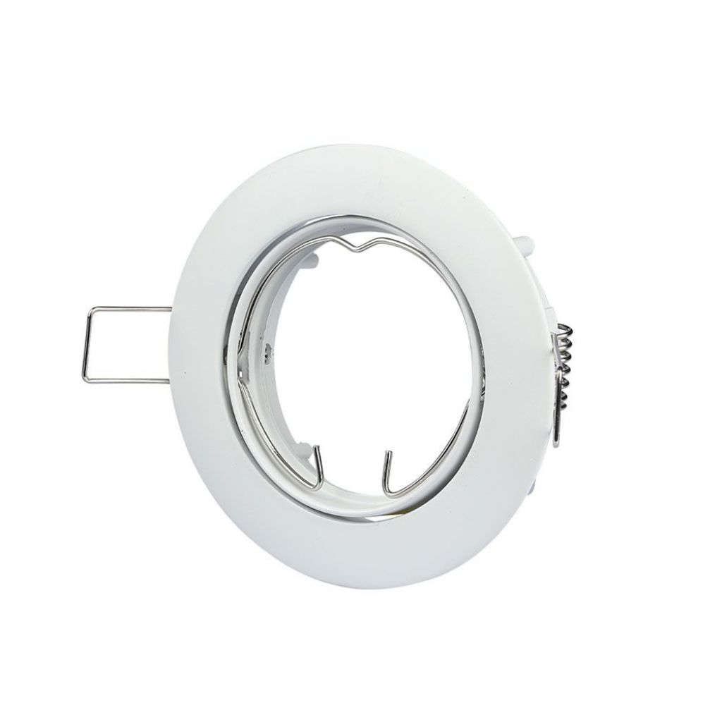Anteprima Portafaretto Rotondo da Incasso GU10 GU5.3 Orientabile 15° in Lega di Zinco Bianco Ø82mm V-TAC