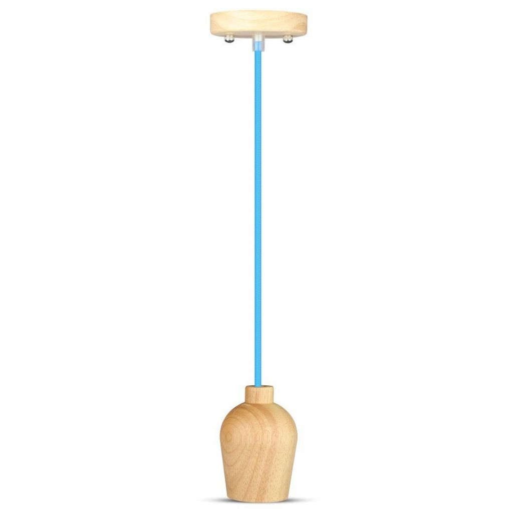 Anteprima Lampadario LED in legno E27 cavo blu V-TAC