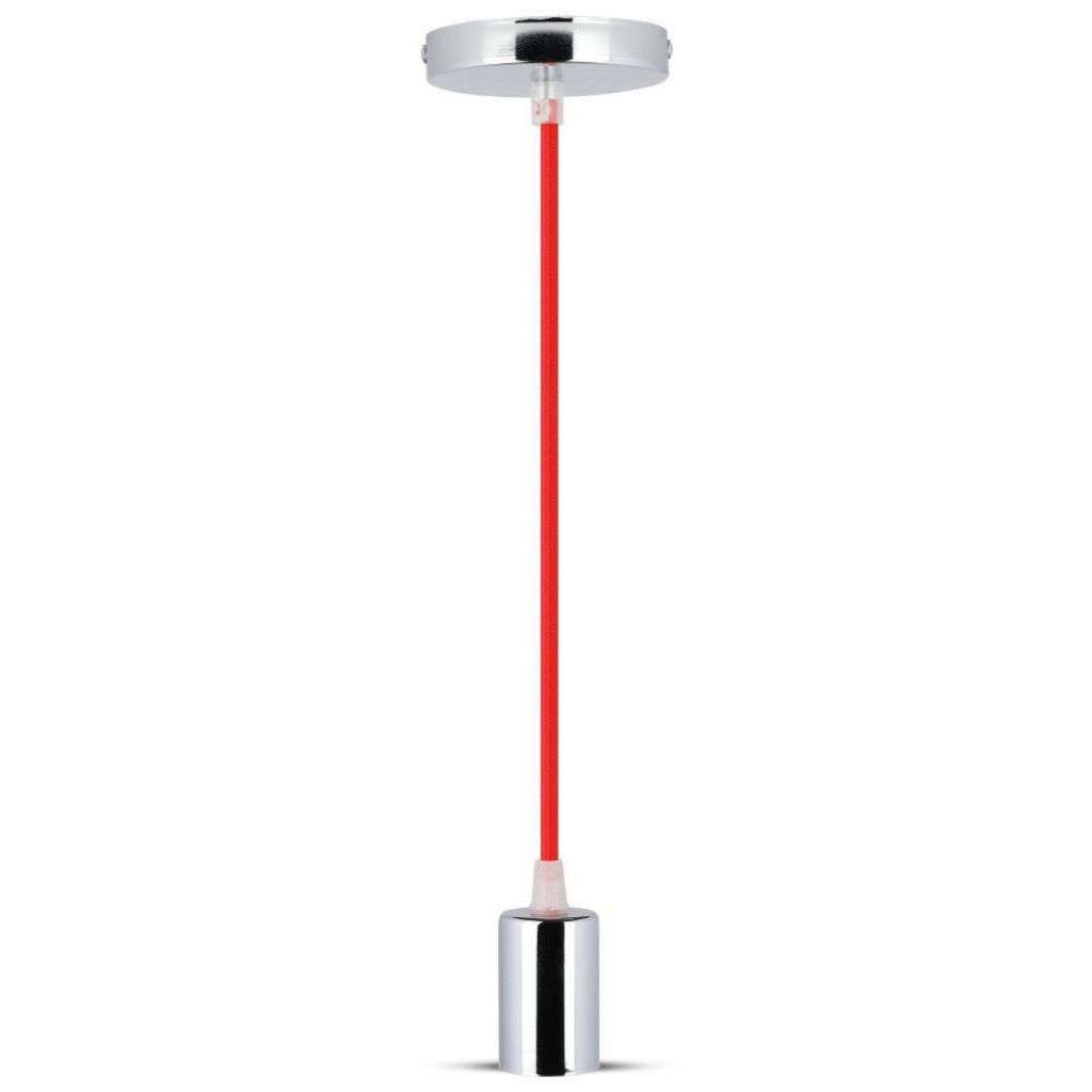 Anteprima Lampadario cilindro E27 cromato rosso V-TAC
