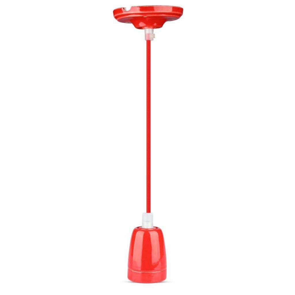 Anteprima Portalampada E27 porcellana rosso V-TAC