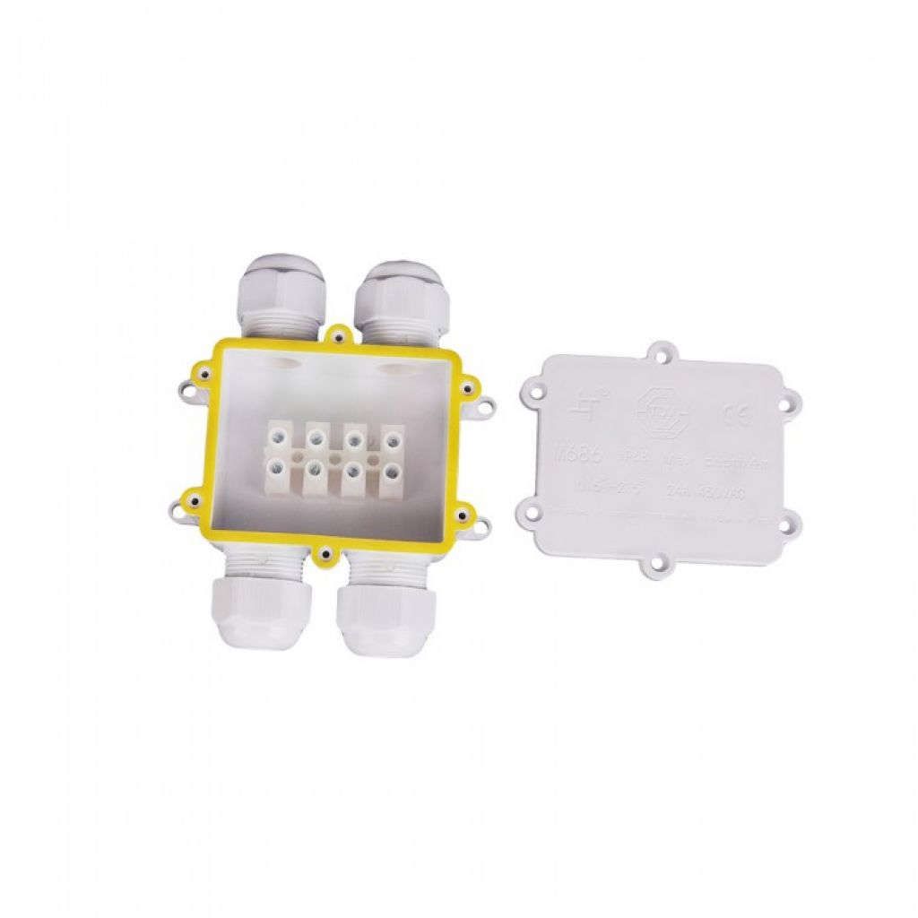 Anteprima Scatola di Derivazione Bianca IP68 con 4 Terminali per Cavi 8-12mm V-TAC