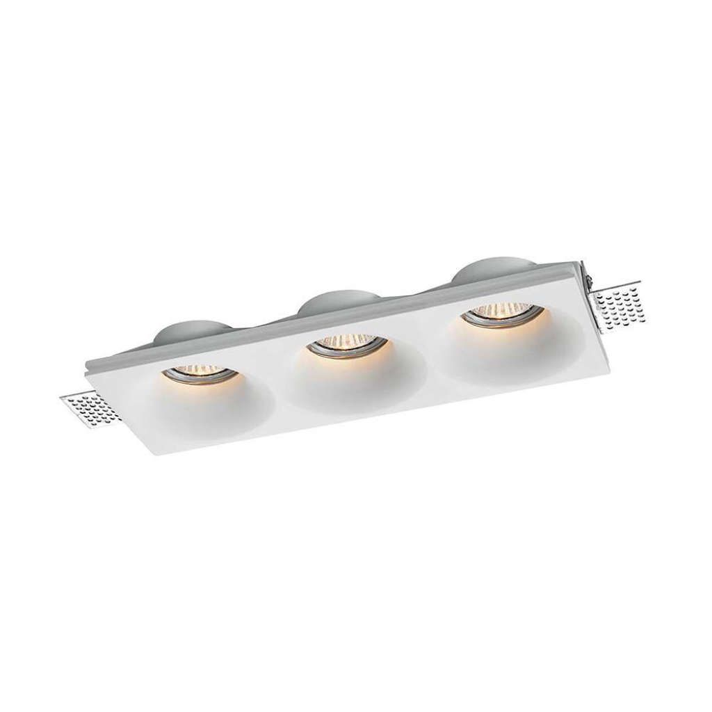 Anteprima Portafaretto Triplo Rettangolare da Incasso GU10 in Gesso Bianco V-TAC