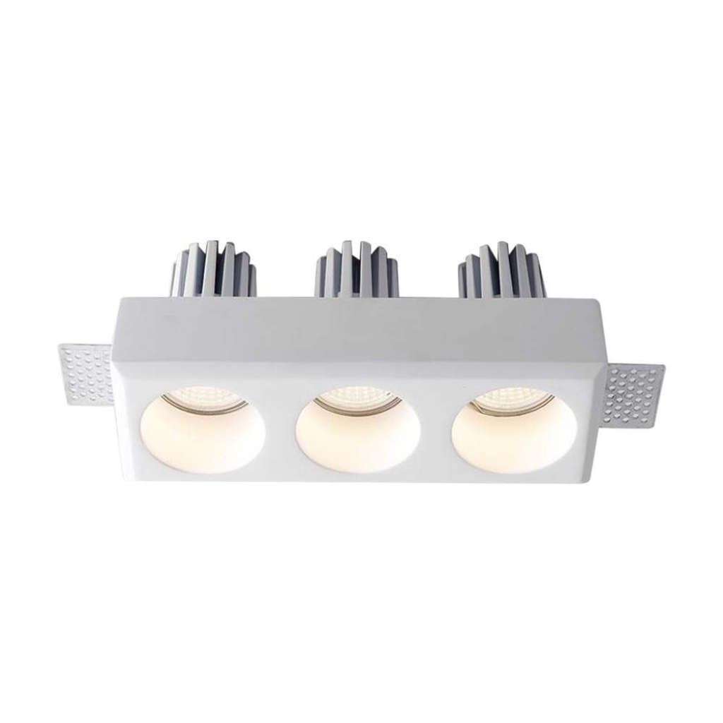 Anteprima Portafaretto Triplo Rettangolare da Incasso GU10 in Gesso Bianco con Vani Separati V-TAC