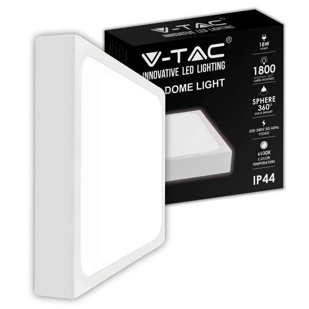Anteprima Plafoniera LED quadrata 18W 6500K IP44V-TAC