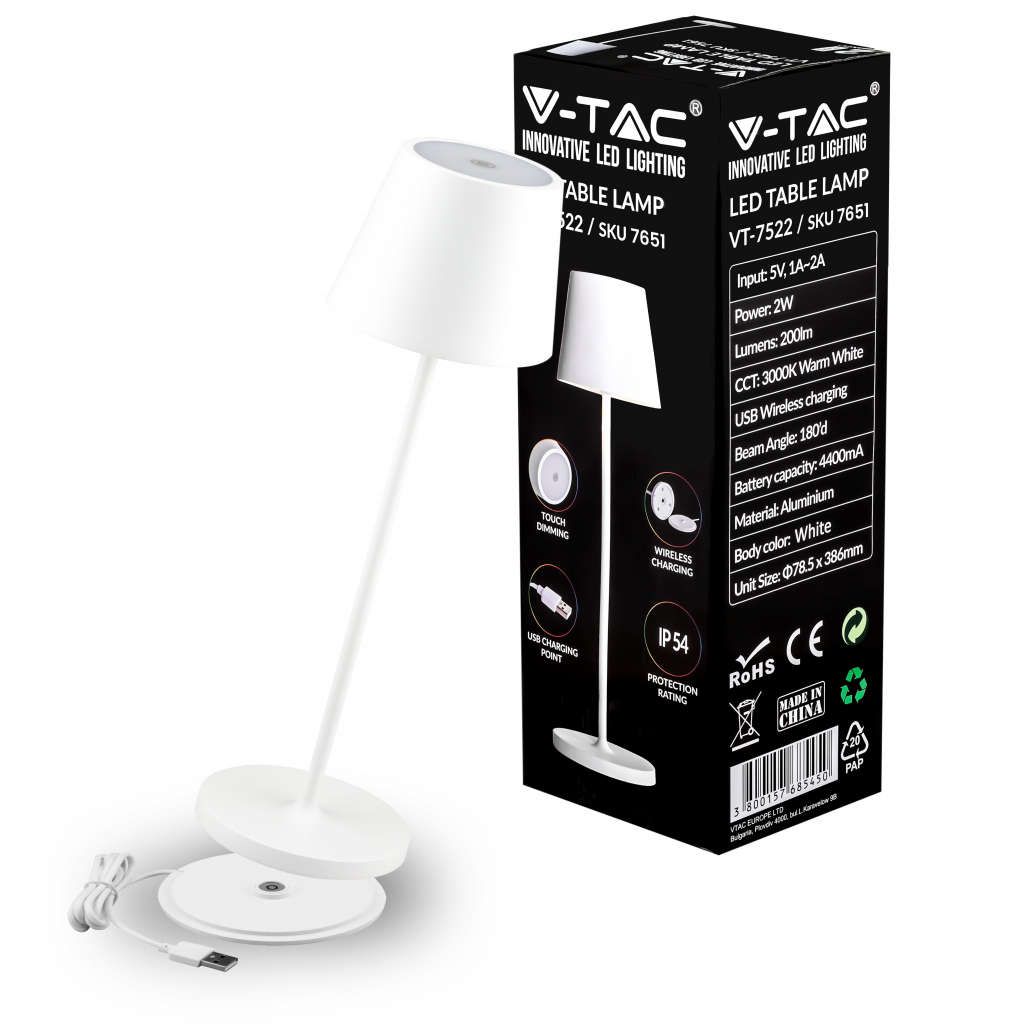 Anteprima Lampada LED da tavolo 2W bianca V-TAC