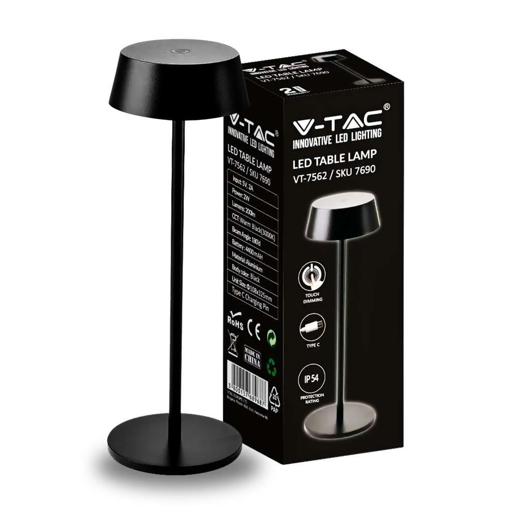 Anteprima Lampada LED da Tavolo 2W 3000K Nero V-TAC