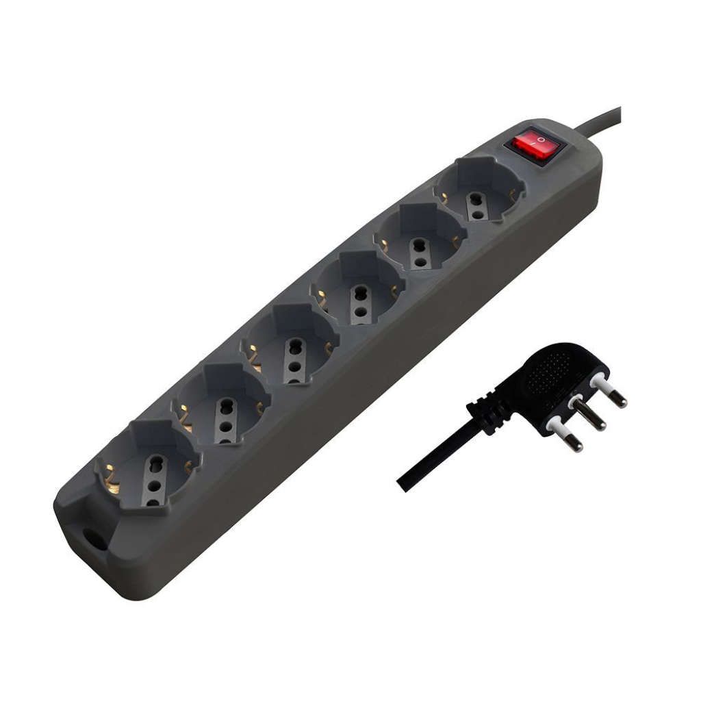 Anteprima Multipresa 6 prese bipasso/schuko nera V-TAC