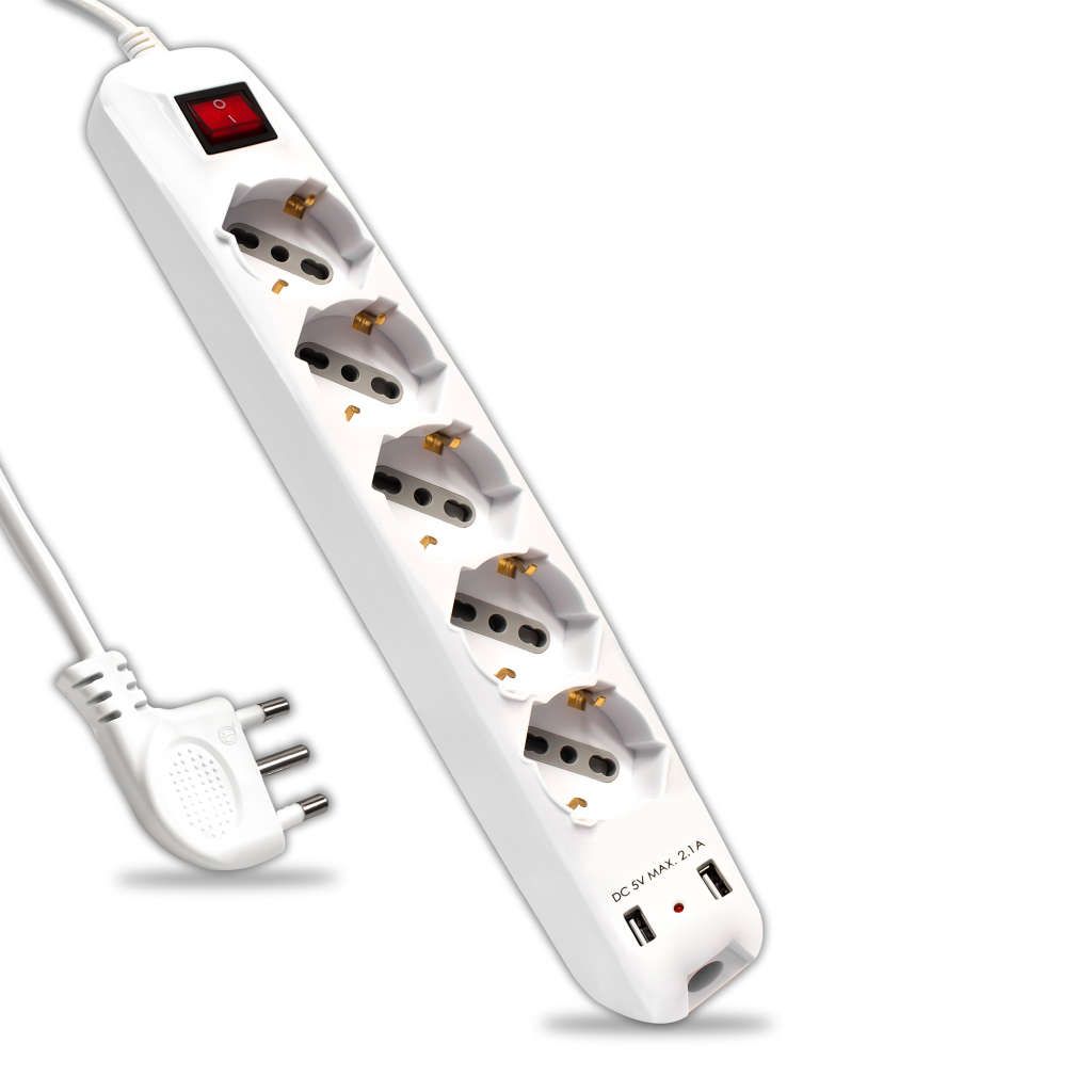 Anteprima Multipresa 5 prese USB 1,5m bianca V-TAC