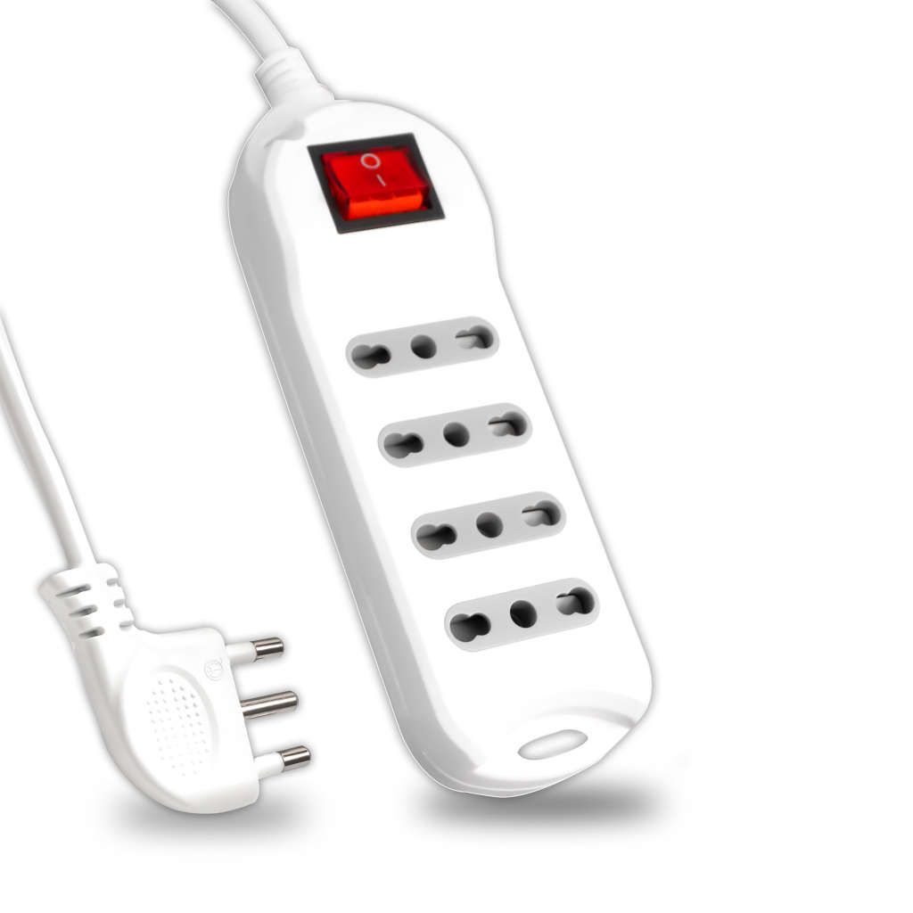 Anteprima Multipresa 4 Prese Bipasso 10/16A Bianca con Interruttore Luminoso Cavo1,5m 3500W V-TAC