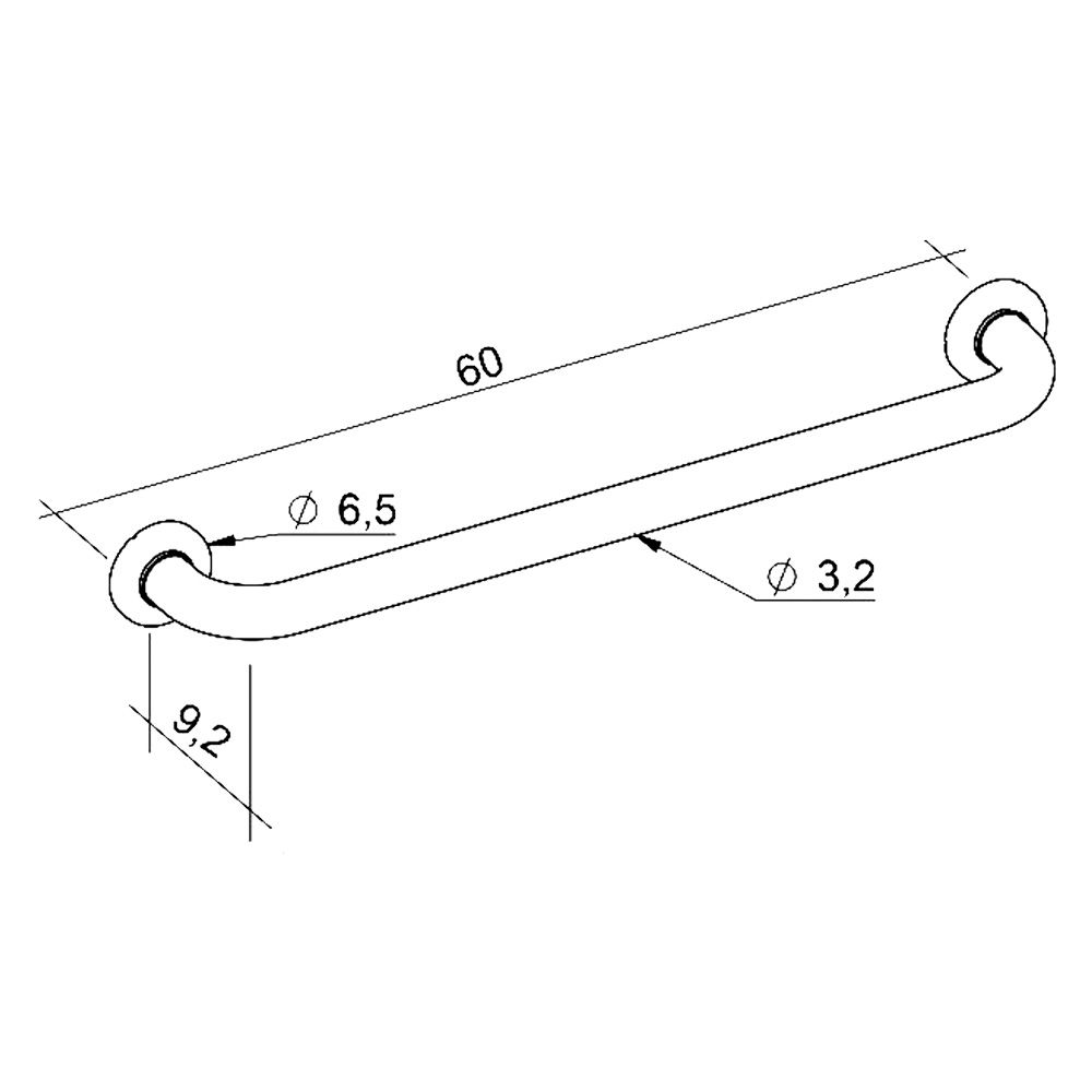 Anteprima Maniglione d'appoggio per bagni 60 cm in PVC rigato ø 32 mm, portata 150 kg