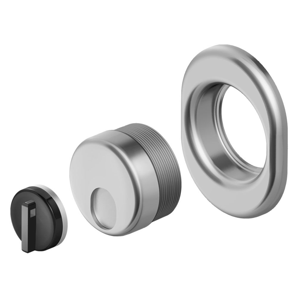 Anteprima Defender magnetico per porte blindate Disec MRM 29 cromo satinato classe 4 con sportellino rotante