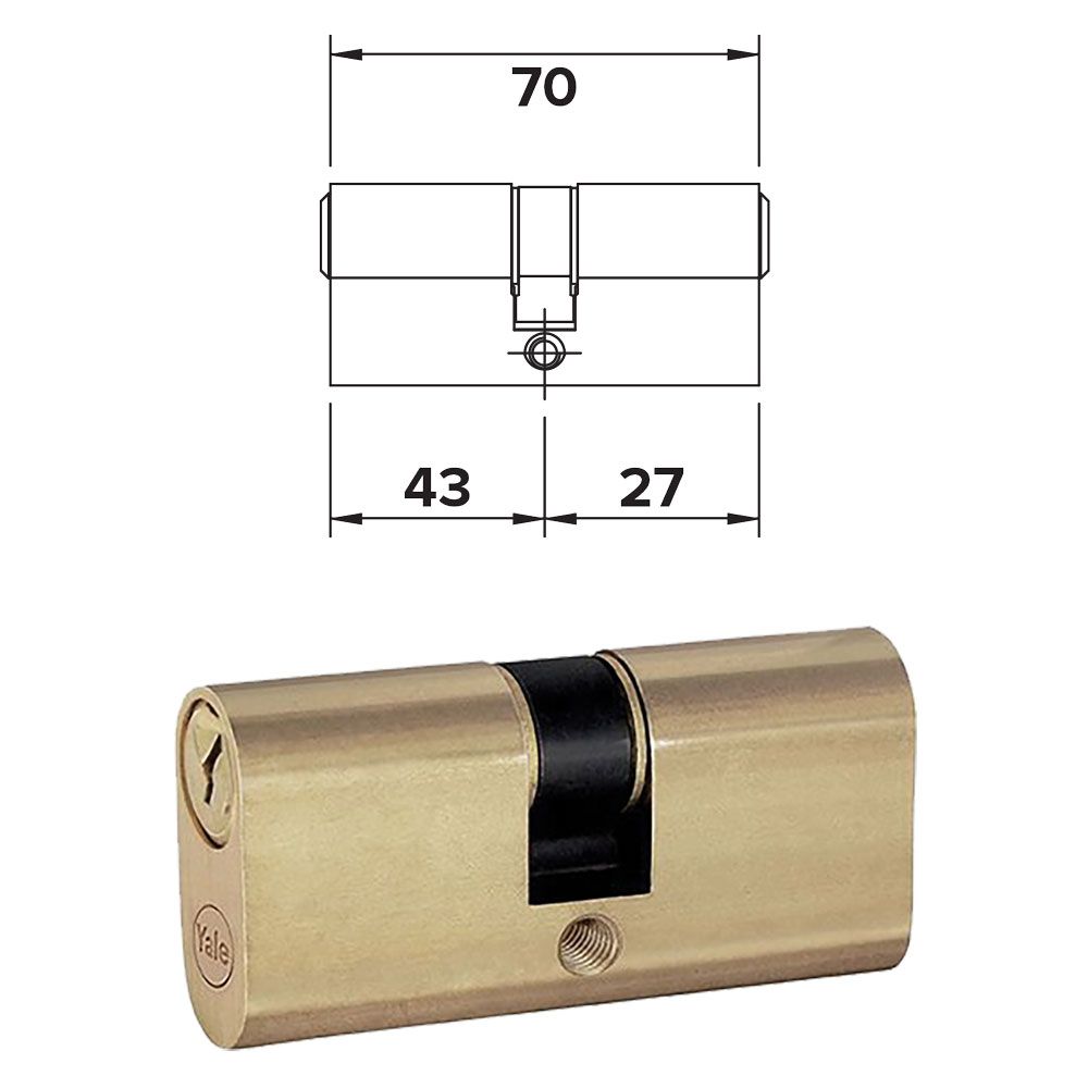 Anteprima Cilindro ovale da infilare 5 pistoncini YALE 70 mm (43+27)