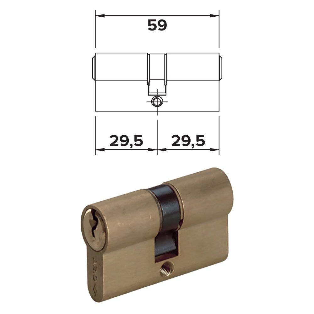 Anteprima Cilindro sagomato da infilare camma DIN CISA 08010 59 mm (29,5+29,5)