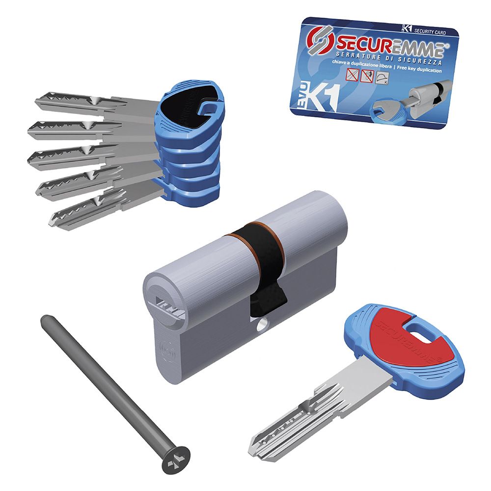 Anteprima Cilindro sagomato anti bump 6 pistoncini Securemme EVOK1 90 mm (40+50) cromo satinato