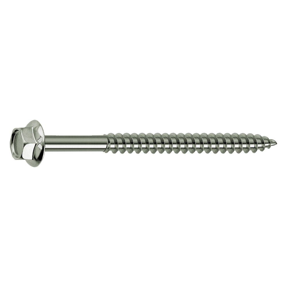 Anteprima Tirafondo per legno Mustad 811 da 6,5 x 140 mm con testa esagonale e collare, finitura chromiting