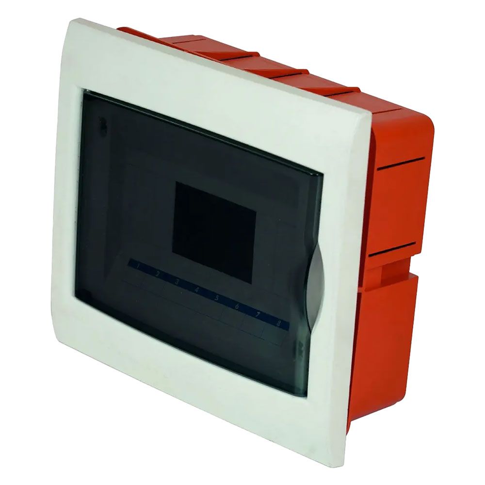 Centralino da incasso 8 moduli 250 x 215 x 80 mm bianco con portello fumé, IP40