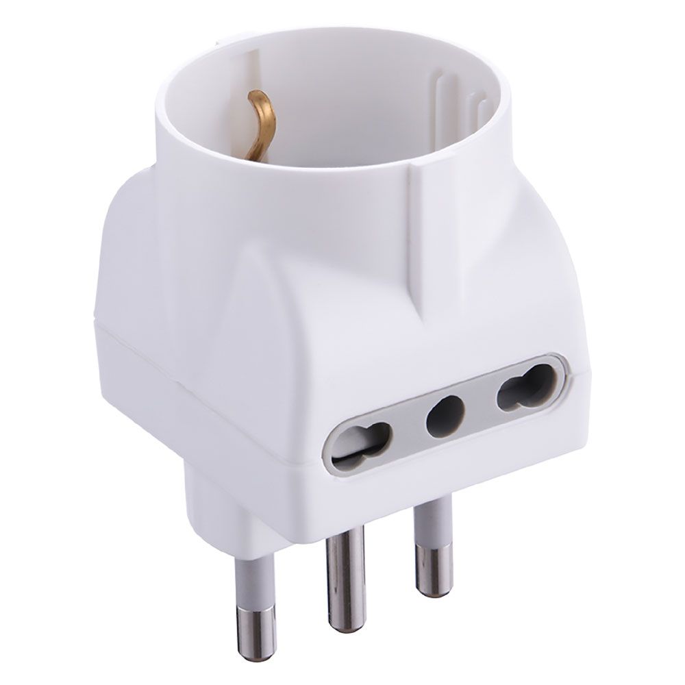 Anteprima Adattatore triplo Electraline 71920 con presa centrale schuko, spina 16A, 10 pezzi - 10 pezzi