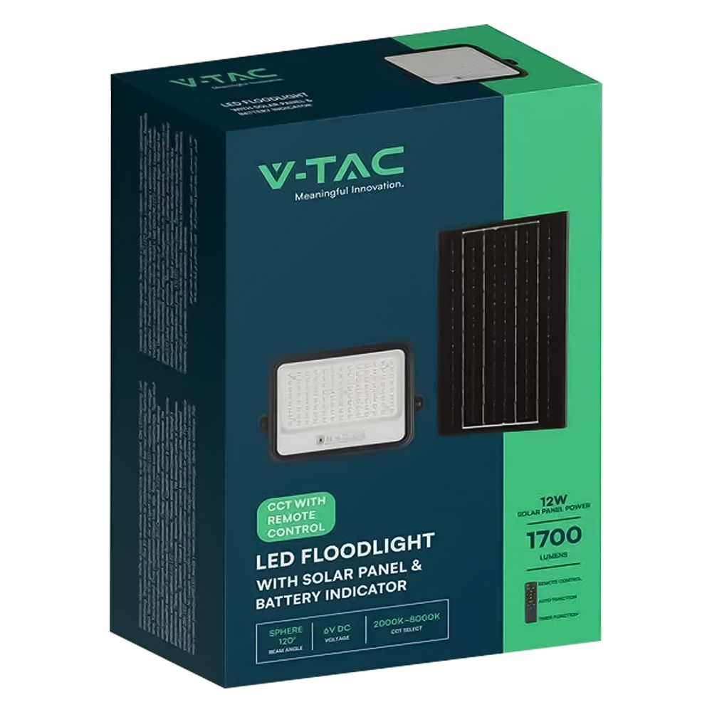 Anteprima Proiettore LED solare VTAC CCT 200 W 1700 lumen con telecomando, IP65
