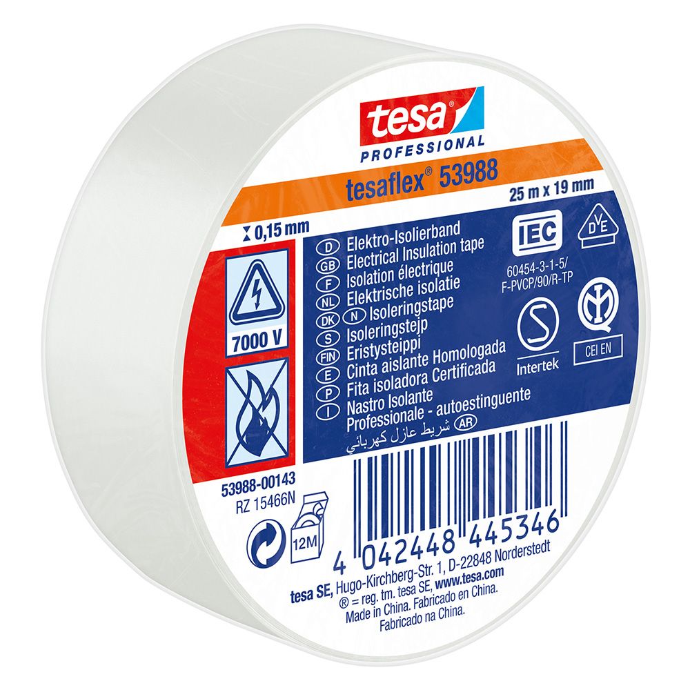 Anteprima Nastro isolante 'professional 53988' mm. 19 x 25 mt - bianco TESA - 10 pezzi